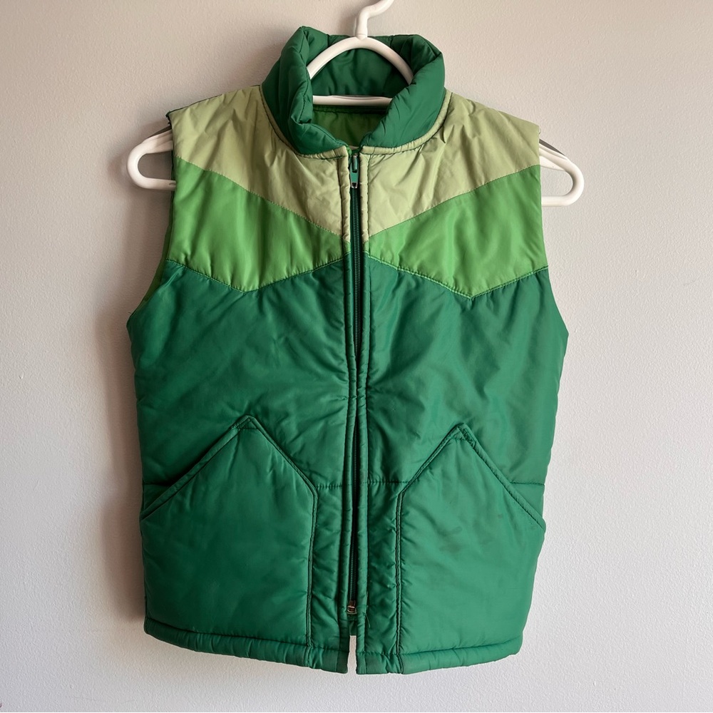 Vintage Green Kids Puffer Vest